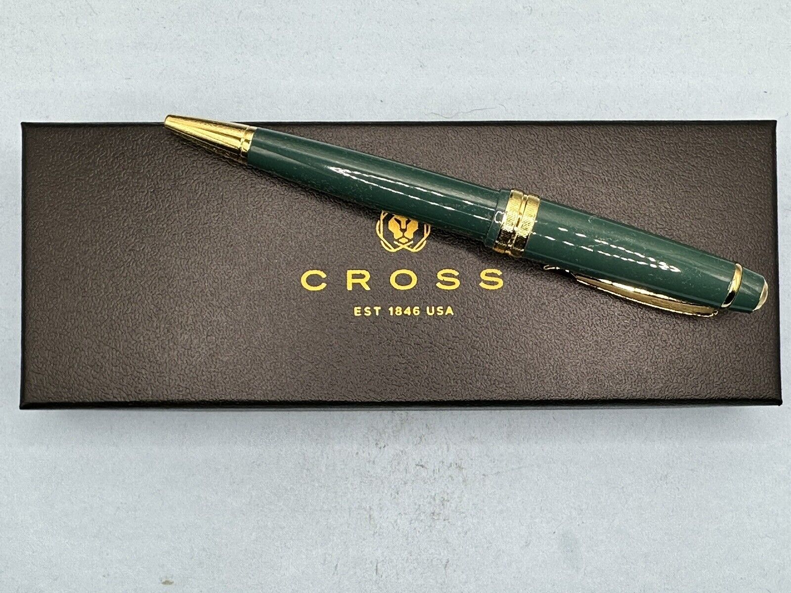 Cross Bailey Light Green Polished Resin & Gold Tone Ballpoint Pen NEW AT0742-12