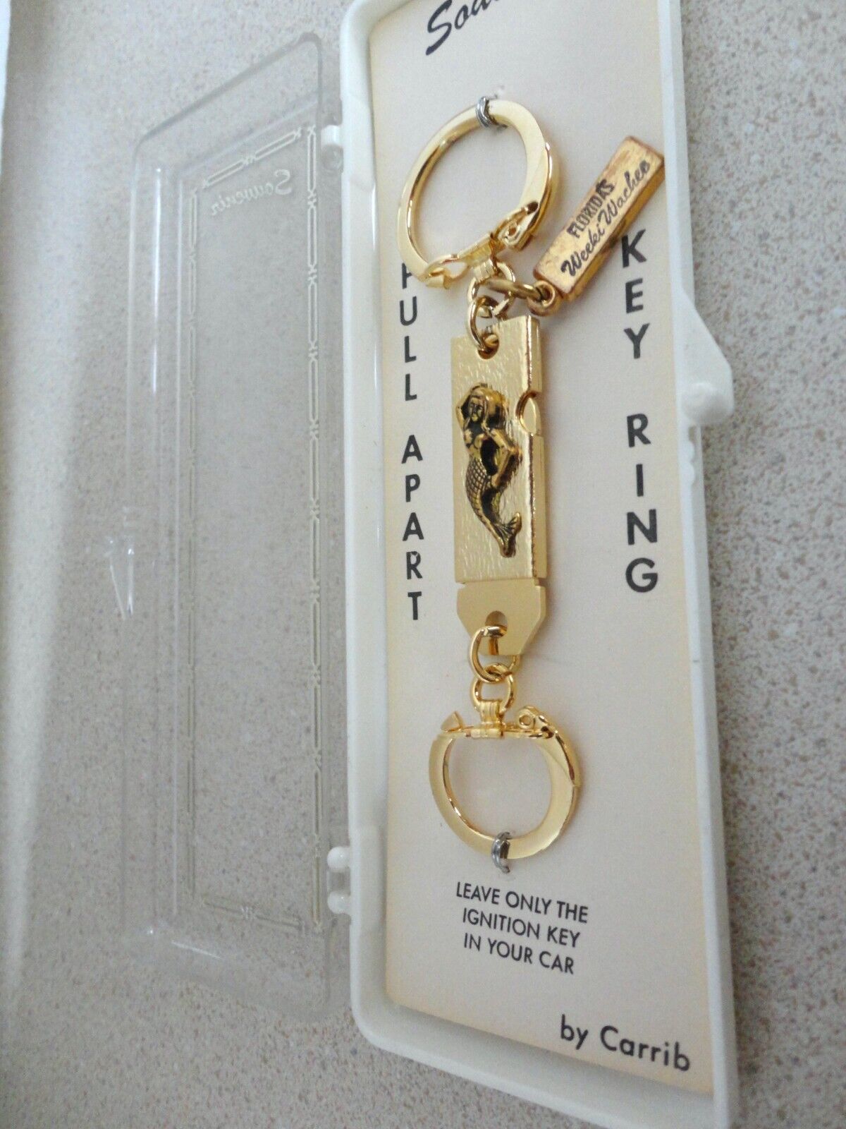 Vintage Souvenir Mermaid Florida Pull Apart Key Ring NEW in Box