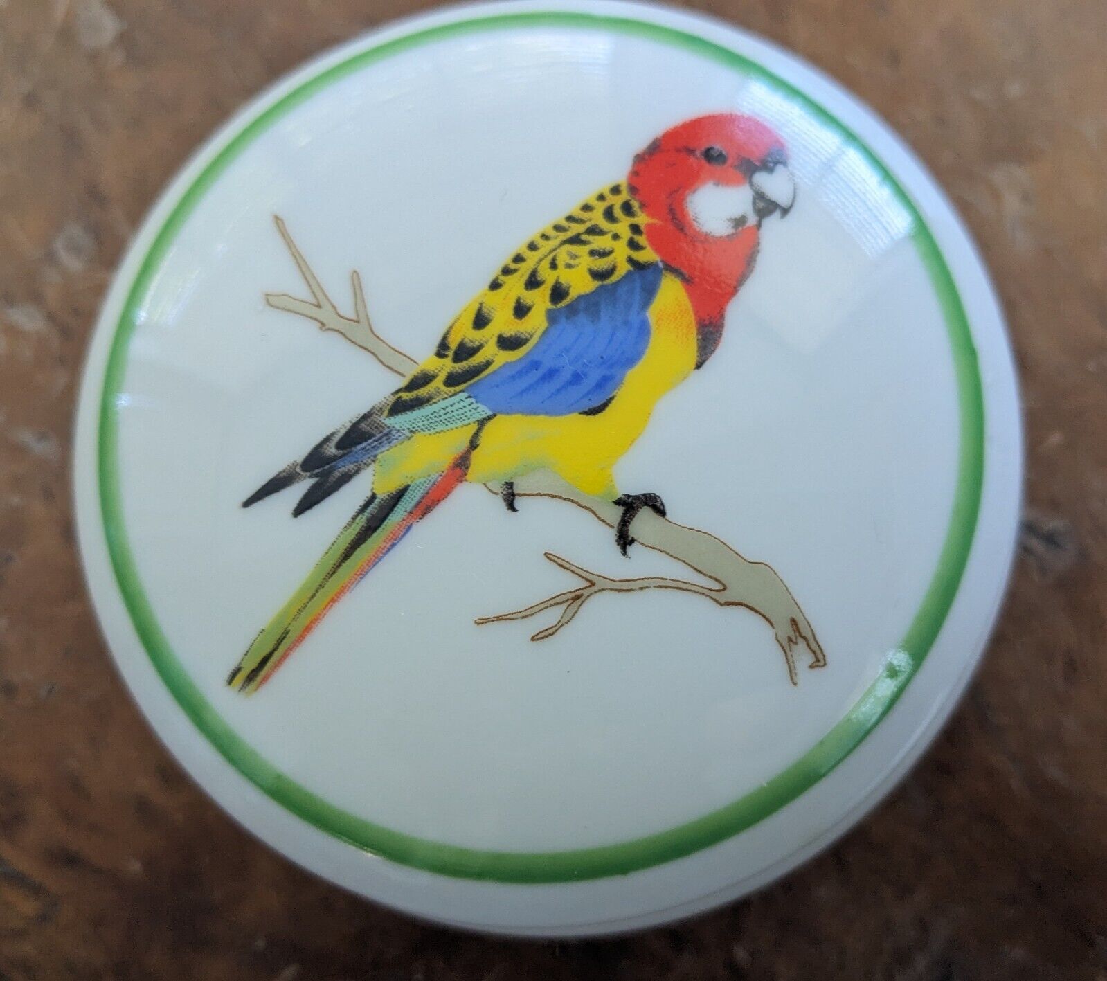 Vintage Parrot Porcelain Trinket Box 9