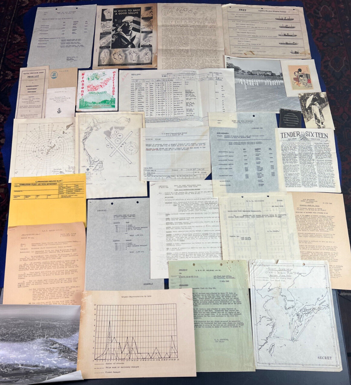 Original WWII Pilot Intelligence Officer Japan Lot Secret Document Vintage