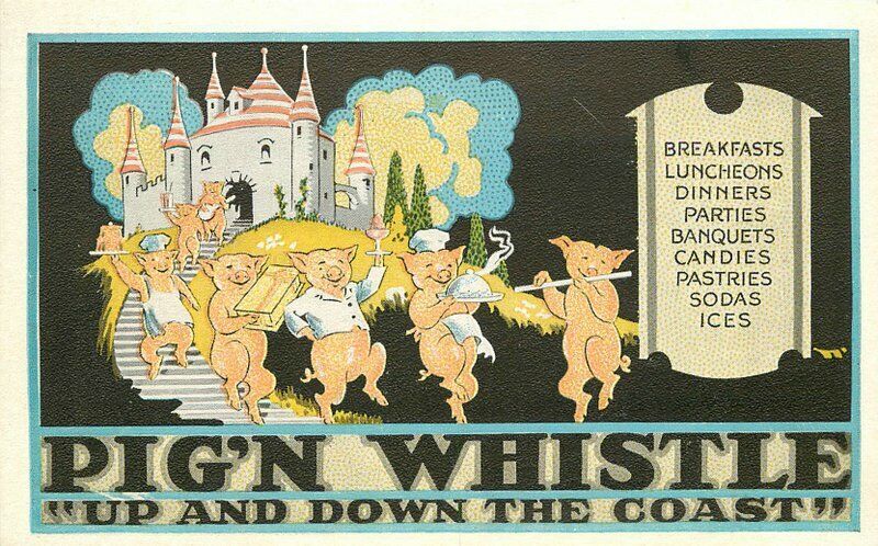 San Francisco California 1920s  Anthropomorphic Advertising Postcard Pig 21-7844