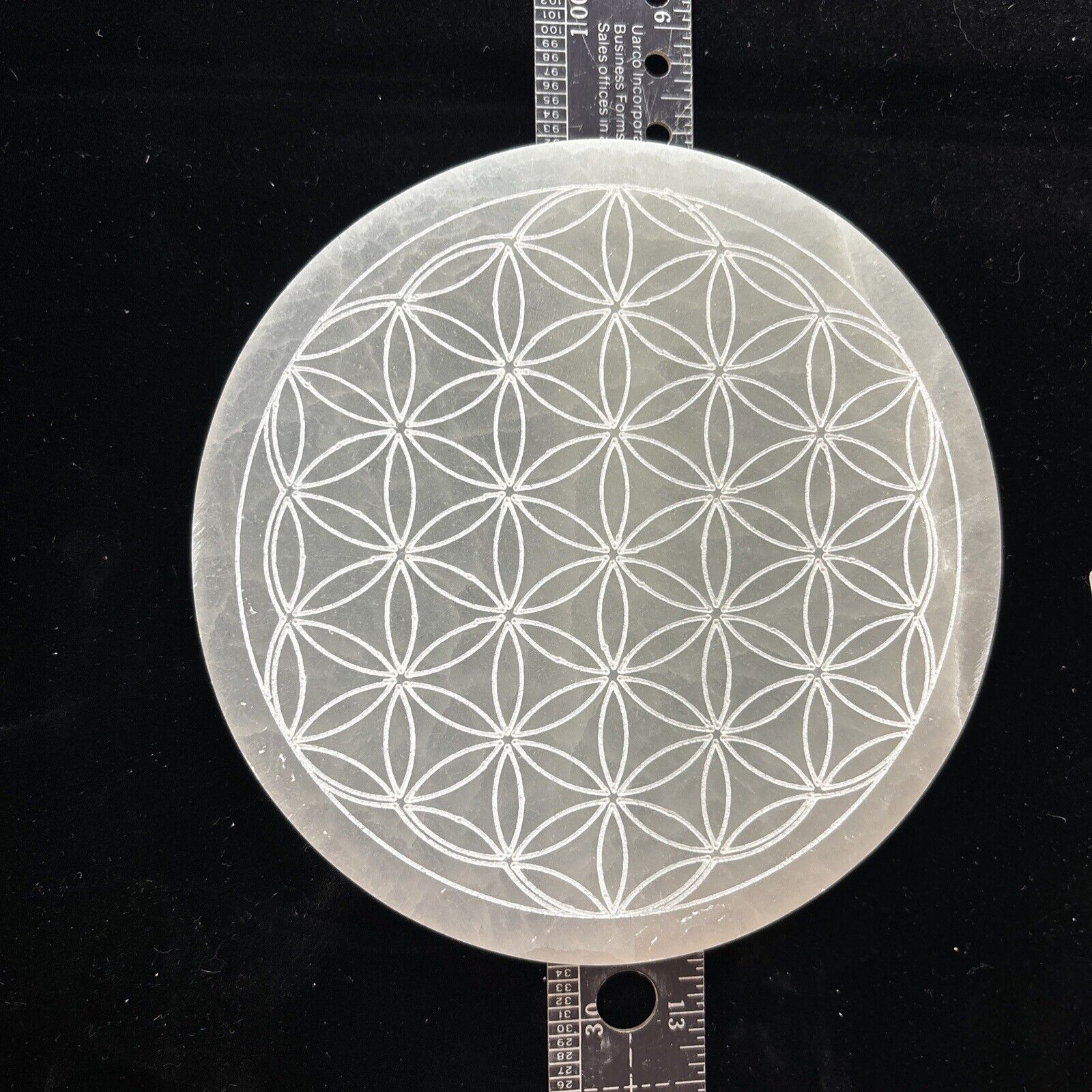 5 1/2” Selenite Charging Plate/Grid With Flower Of Life 