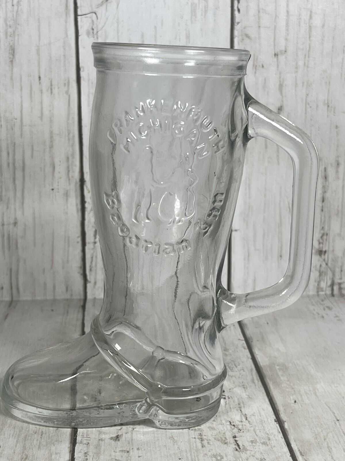 Vintage Boot Mug Frankenmuth Michigan Bavarian Inn 1978 Clear Glass