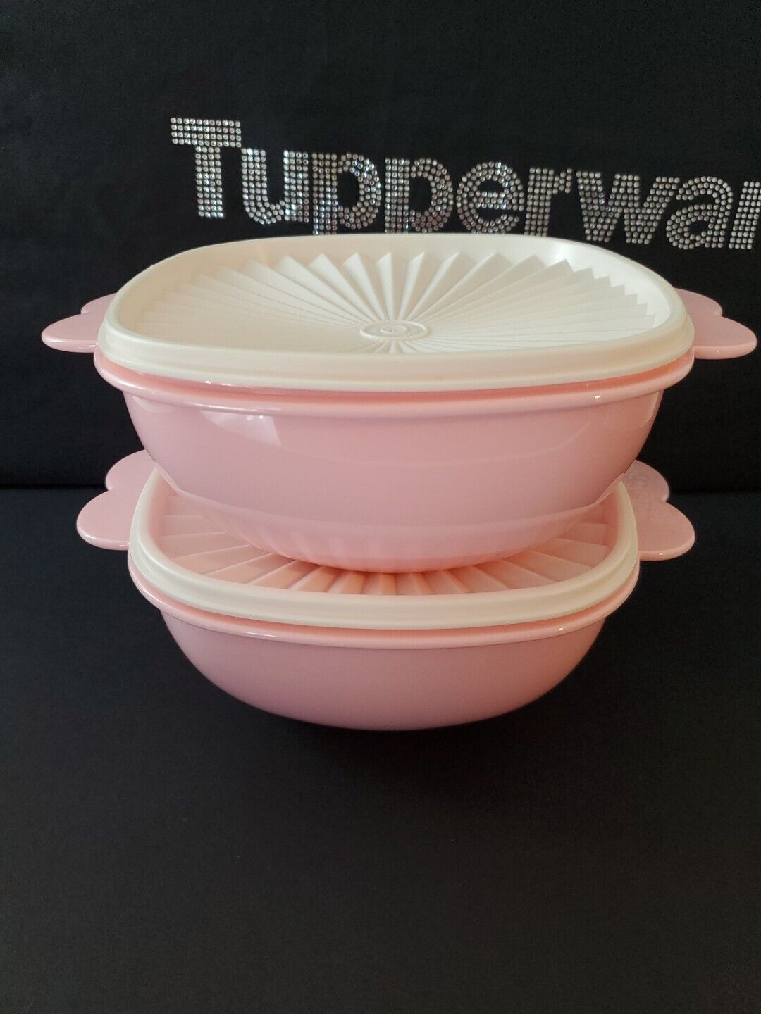 Tupperware Stackable Servalier Bowl Vintage Collection Pink 8.25 Cups Set Of 2