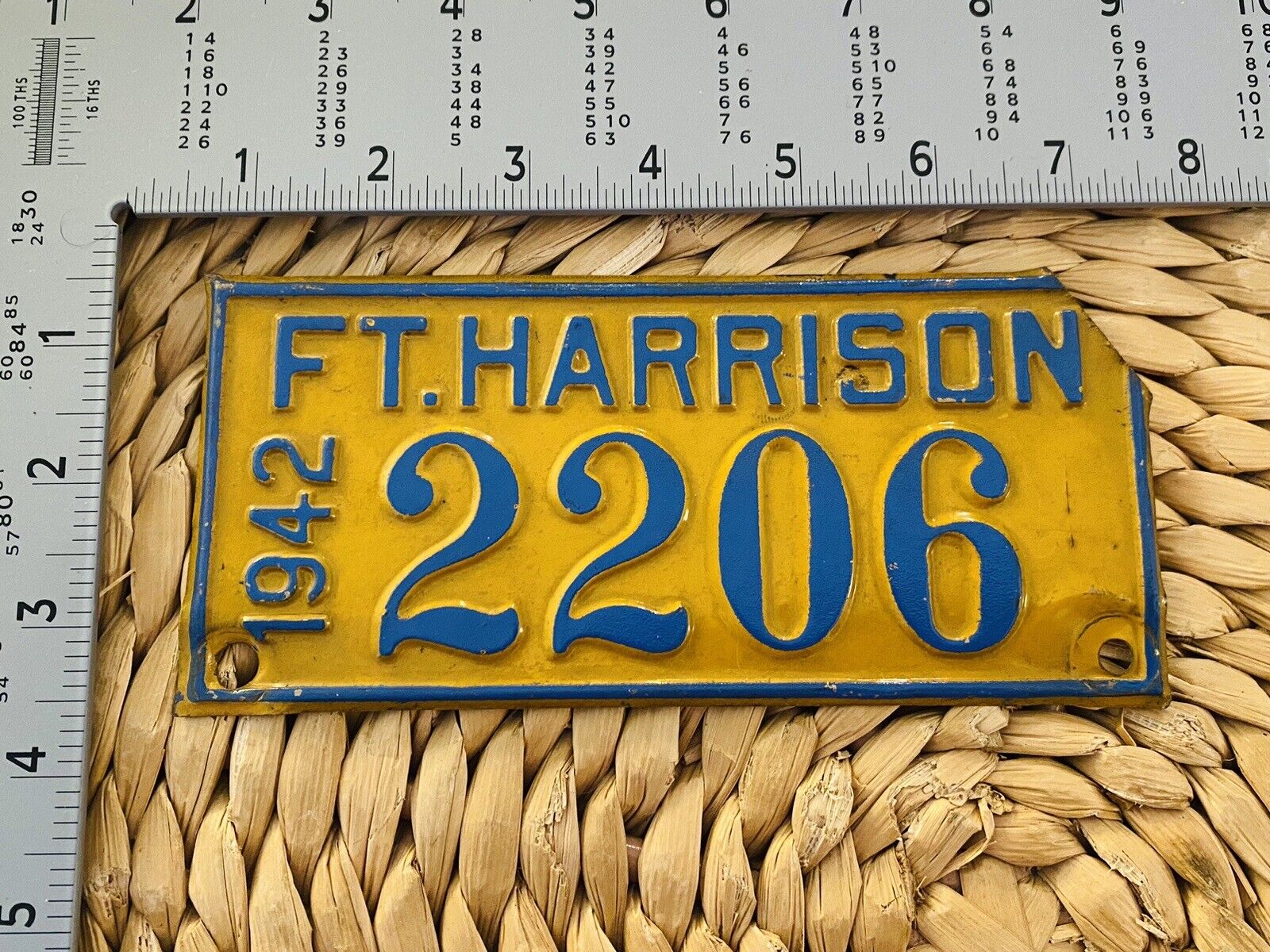 1942 Fort Harrison Indiana License Plate Topper Base Permit ALPCA WW2 Decor