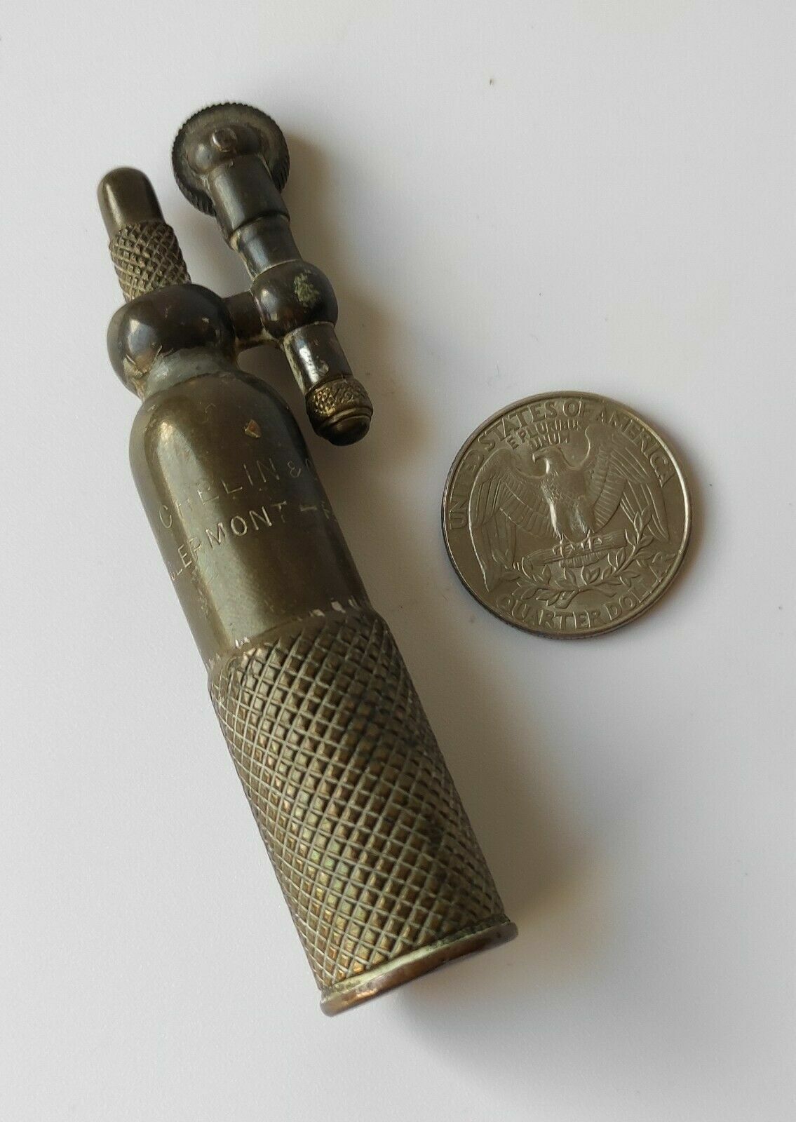 Michelin et co Brass Petrol Lighter WWI era Antique French Art Nouveau
