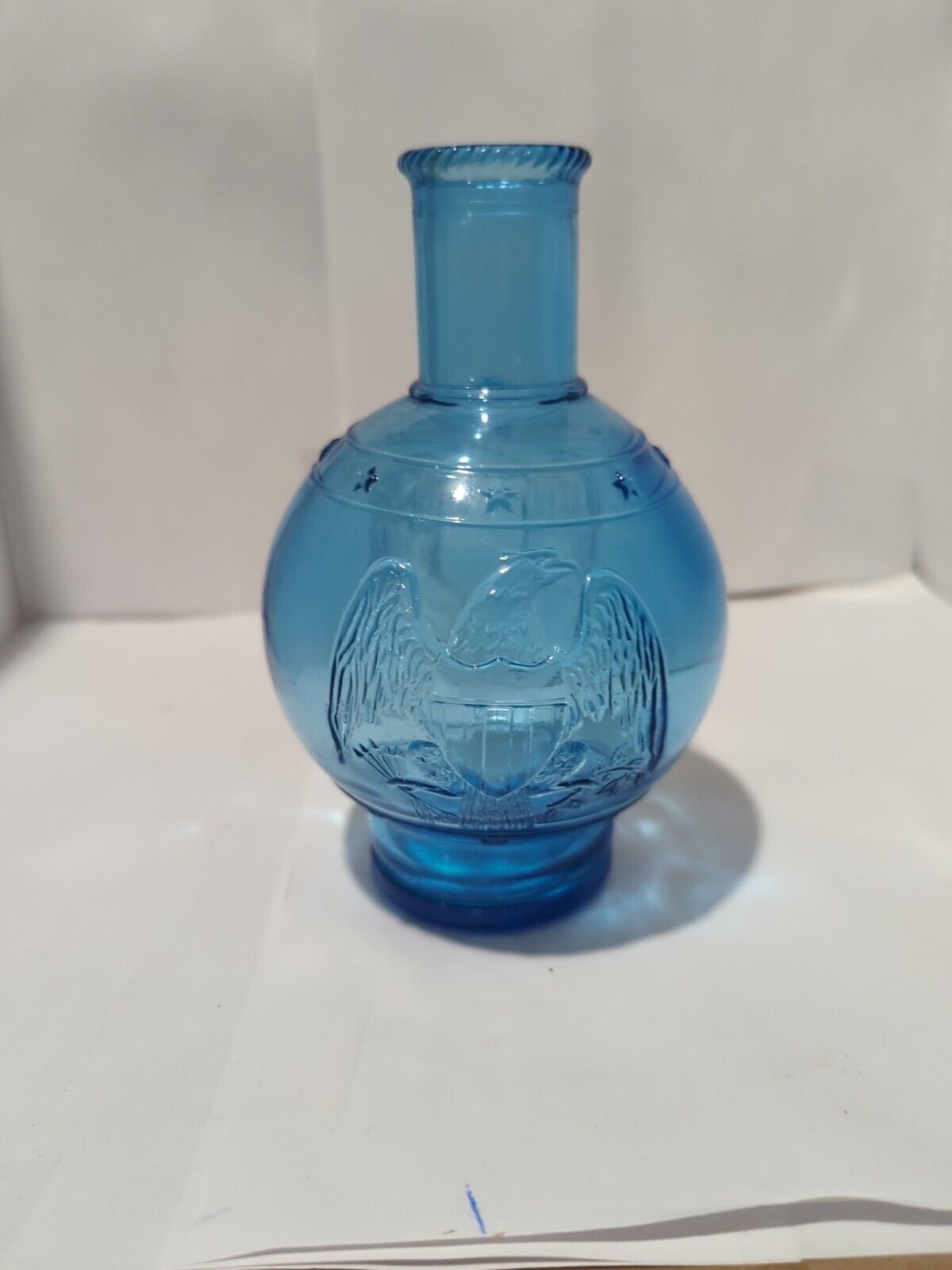 Antique Wheaton Glass Blue Fire Extinguisher Bottle Eagle Patriotic