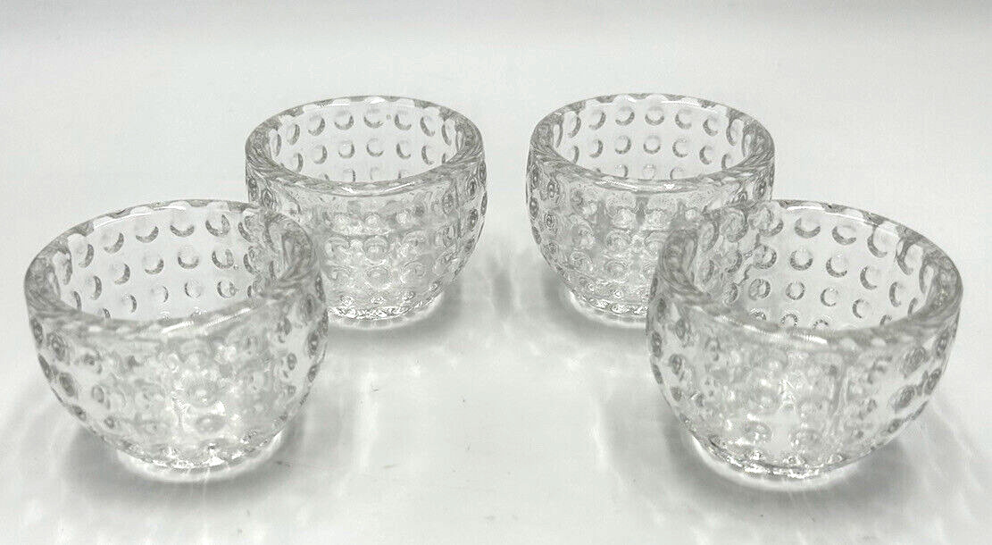 Votive Candle Holder Round Clear Glass Hobnail - Set of 4