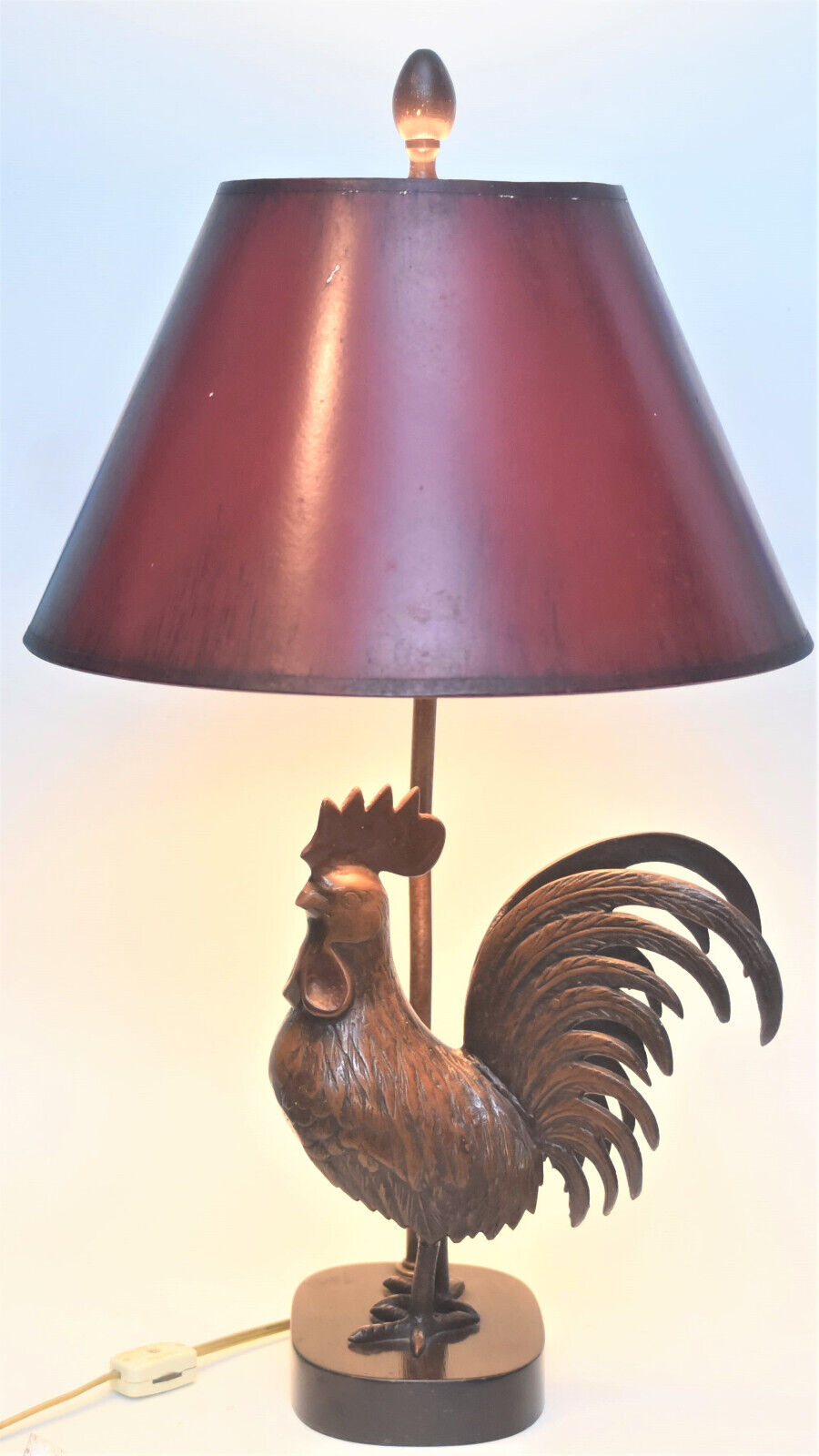 VINTAGE SIGNED FREDERICK COOPER ROOSTER CHICKEN LAMP ORIGINAL SHADE FINIAL