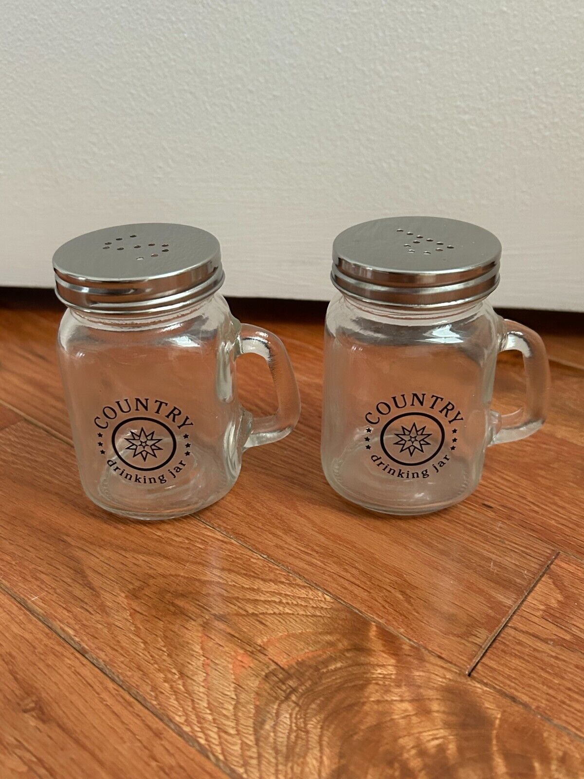 2 Piece Glass Mason Jar Salt & Pepper Shakers- Country Drinking Jar- FAST SHIP