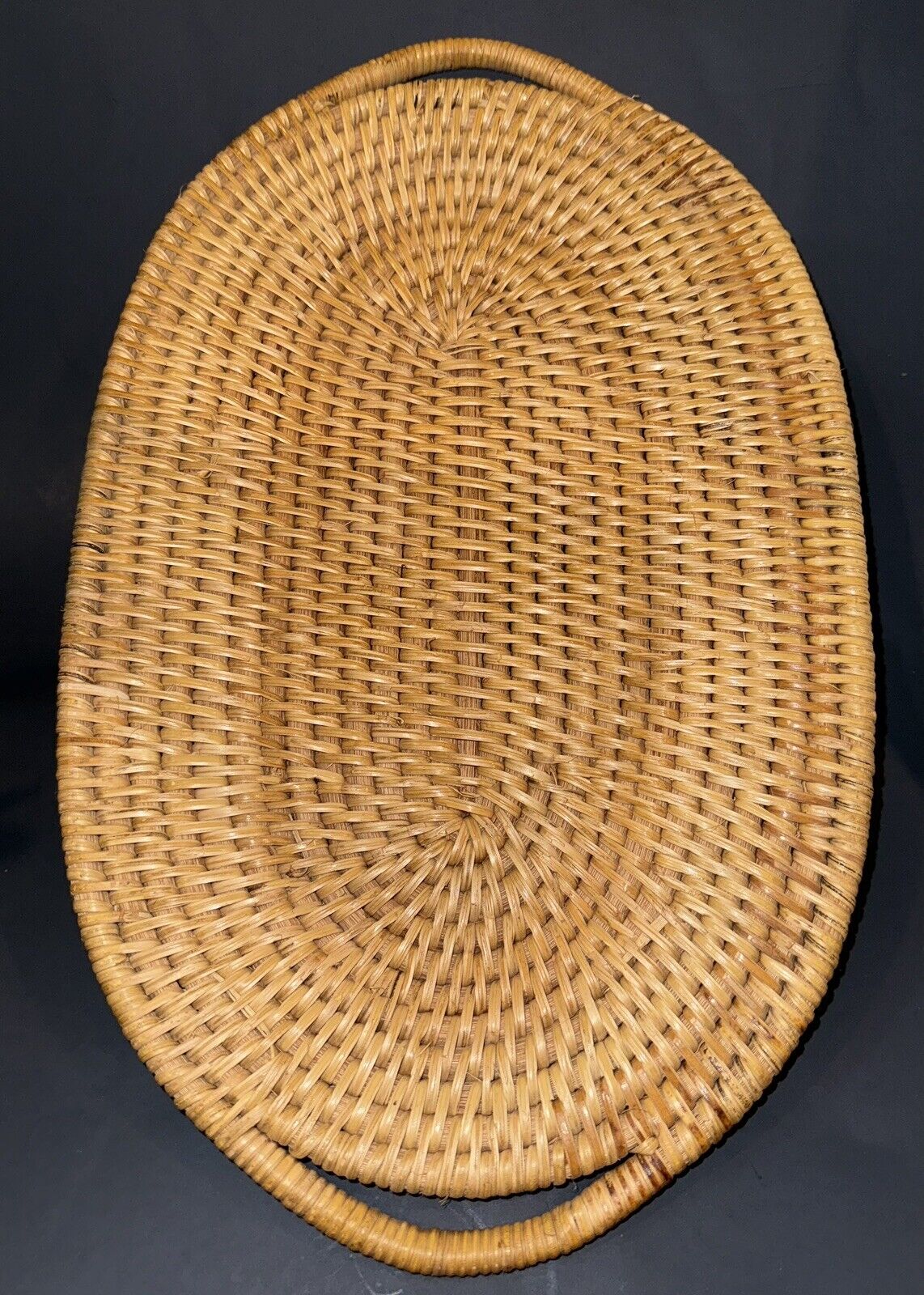 Vintage Rattan Wicker Shallow Basket/tray