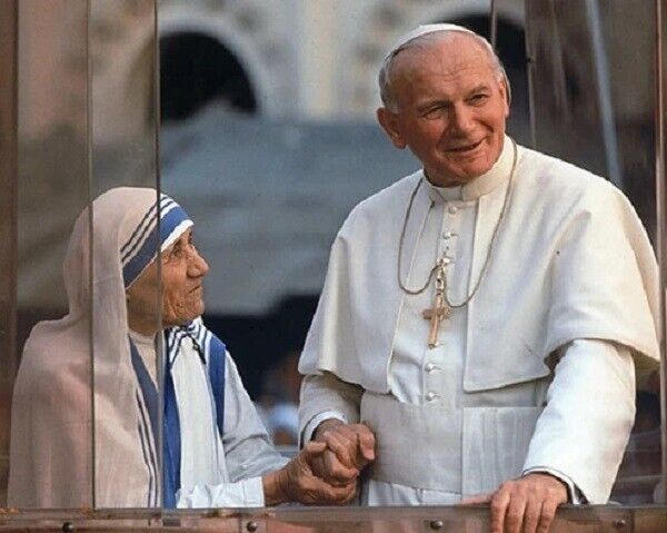 Saint MOTHER TERESA & Catholic Pope John Paul II Picture Photo 8x10