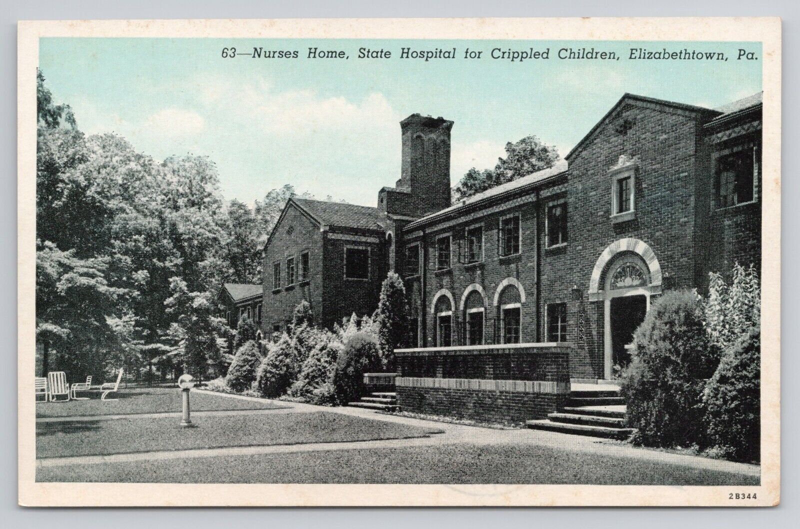 Postcard Nurses Home State Hospital For Crippled Children Elizabethtown PA c1920
