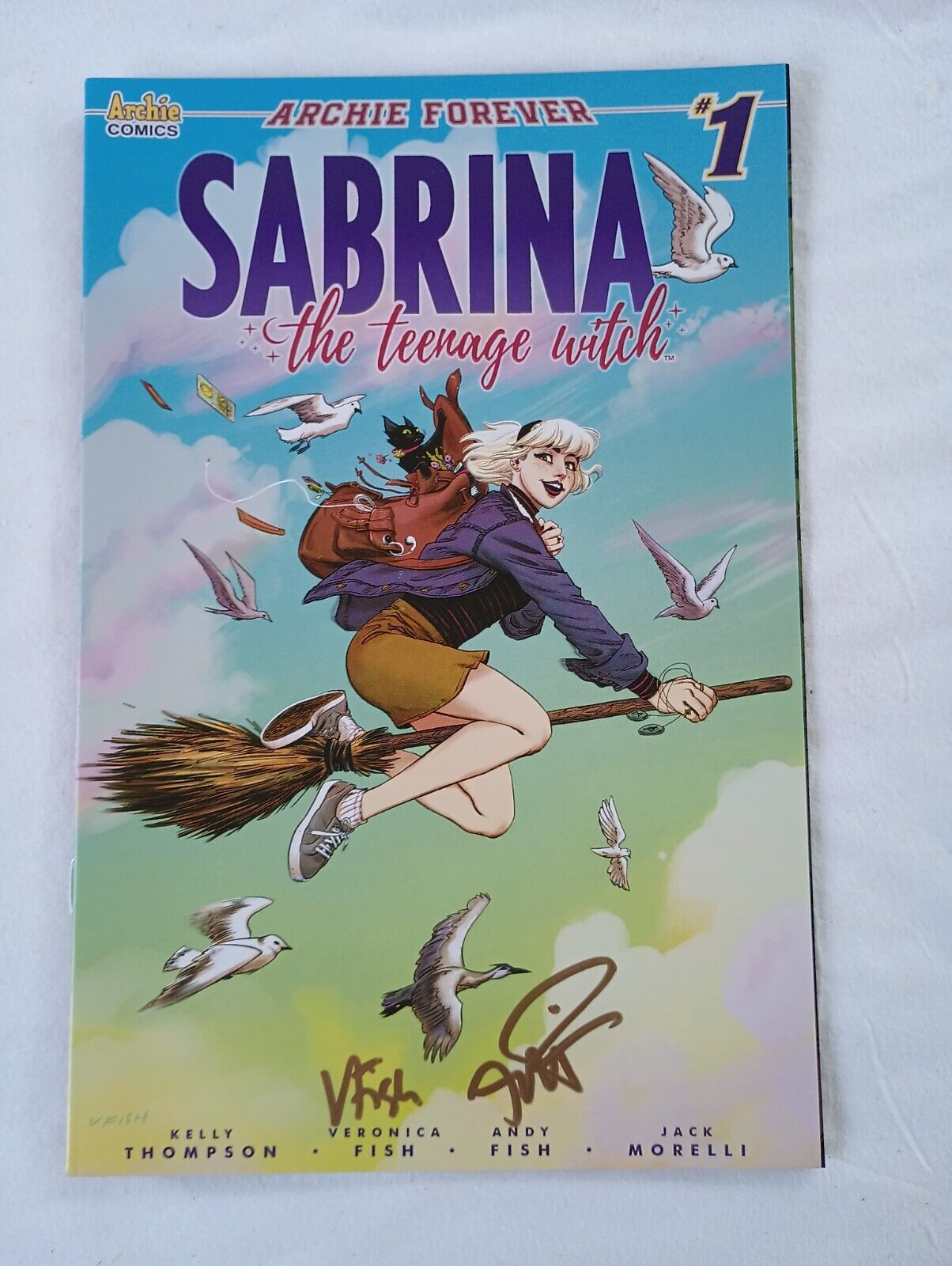 Sabrina the Teenage Witch #1 (VFNM) Archie 2019 signed Veronica & Andy Fish