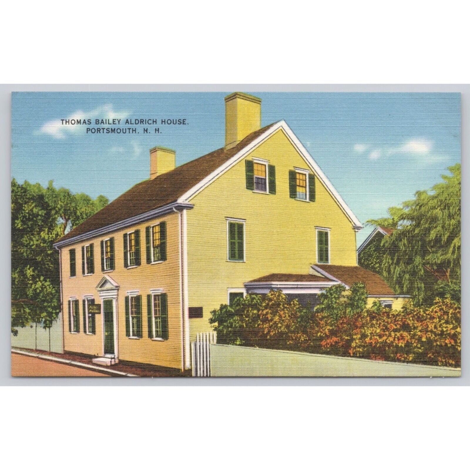 Postcard Linen Thomas Bailey Aldrich House Portsmouth New Hampshire