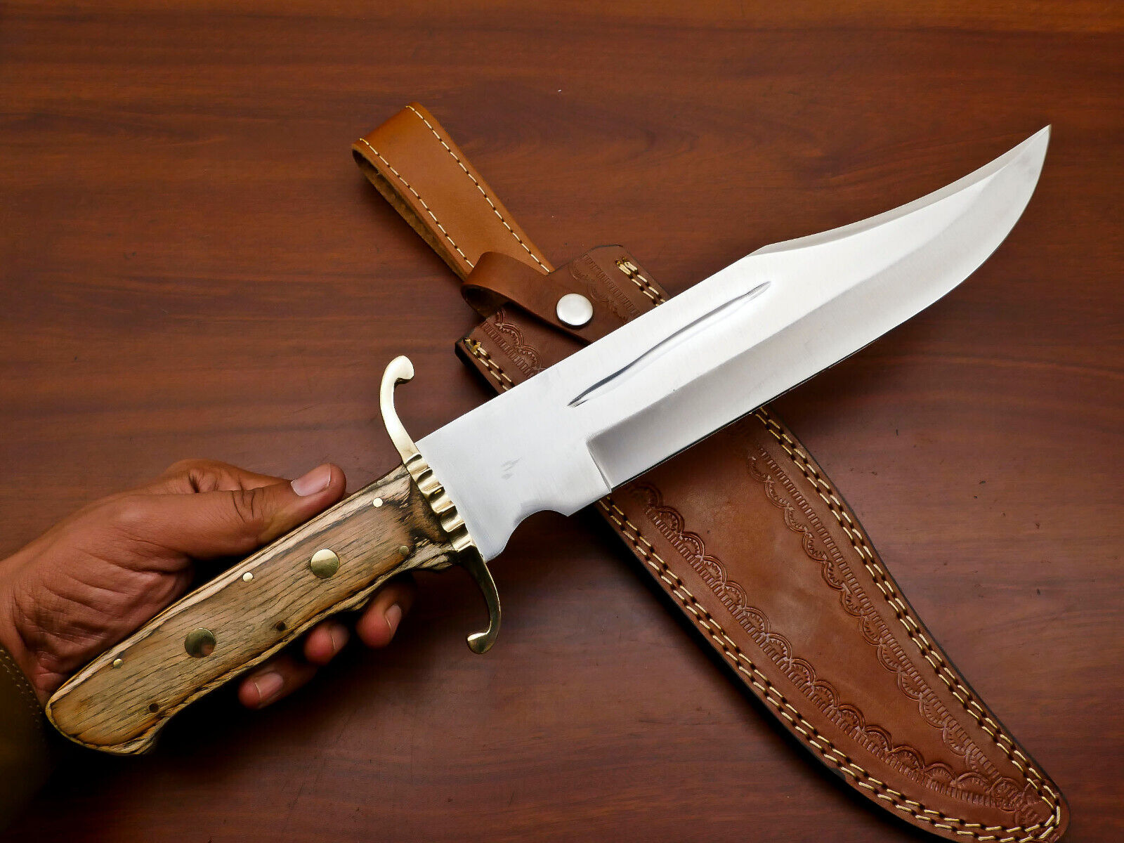 CUSTOM HAND MADE D2 STEEL BLADE FULL TANG BOWIE HUNTING CAMPING KNIFE-HB-4155