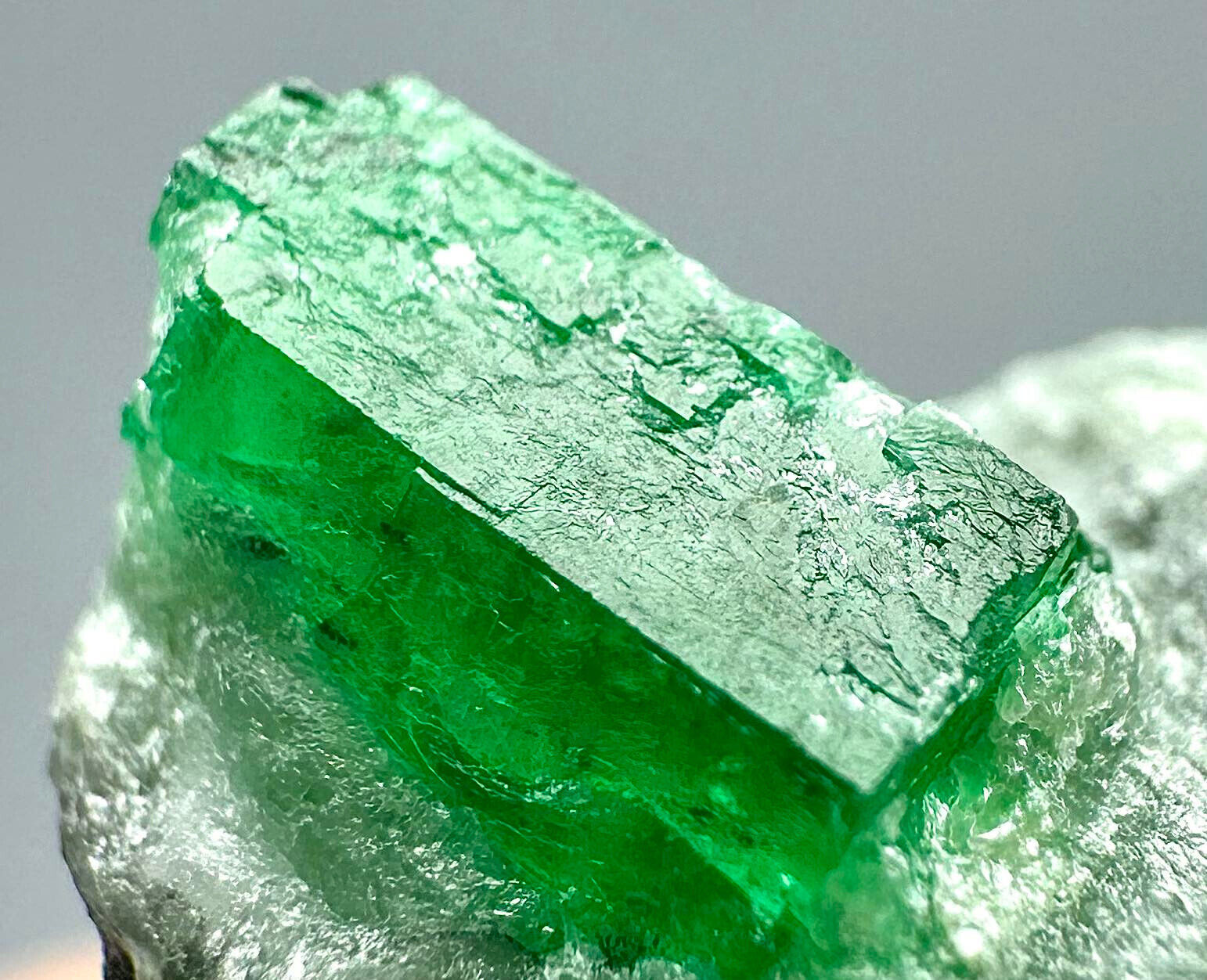 43 Carat Top Quality Green Emerald Crystal On Matrix From Swat Pakistan