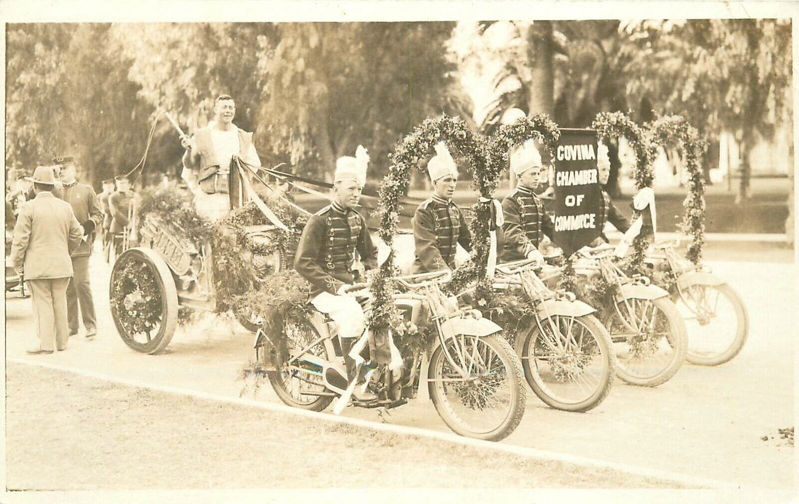 Postcard RPPC California Monrovia C-1910 Motorcycle Parade C--1910 23-6971