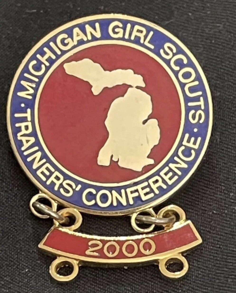 REDUCED NEW Vintage Girl Scouts TRAINERS’ CONFERENCE PIN MICHIGAN 2000