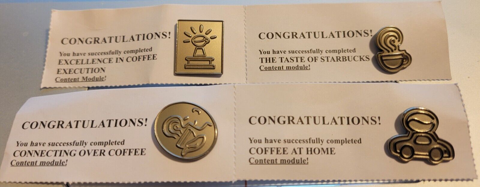 RARE-COLLECTIBLE-Authentic Starbucks Partner Pin-COFFEE MASTER SET OF 4 - NEW