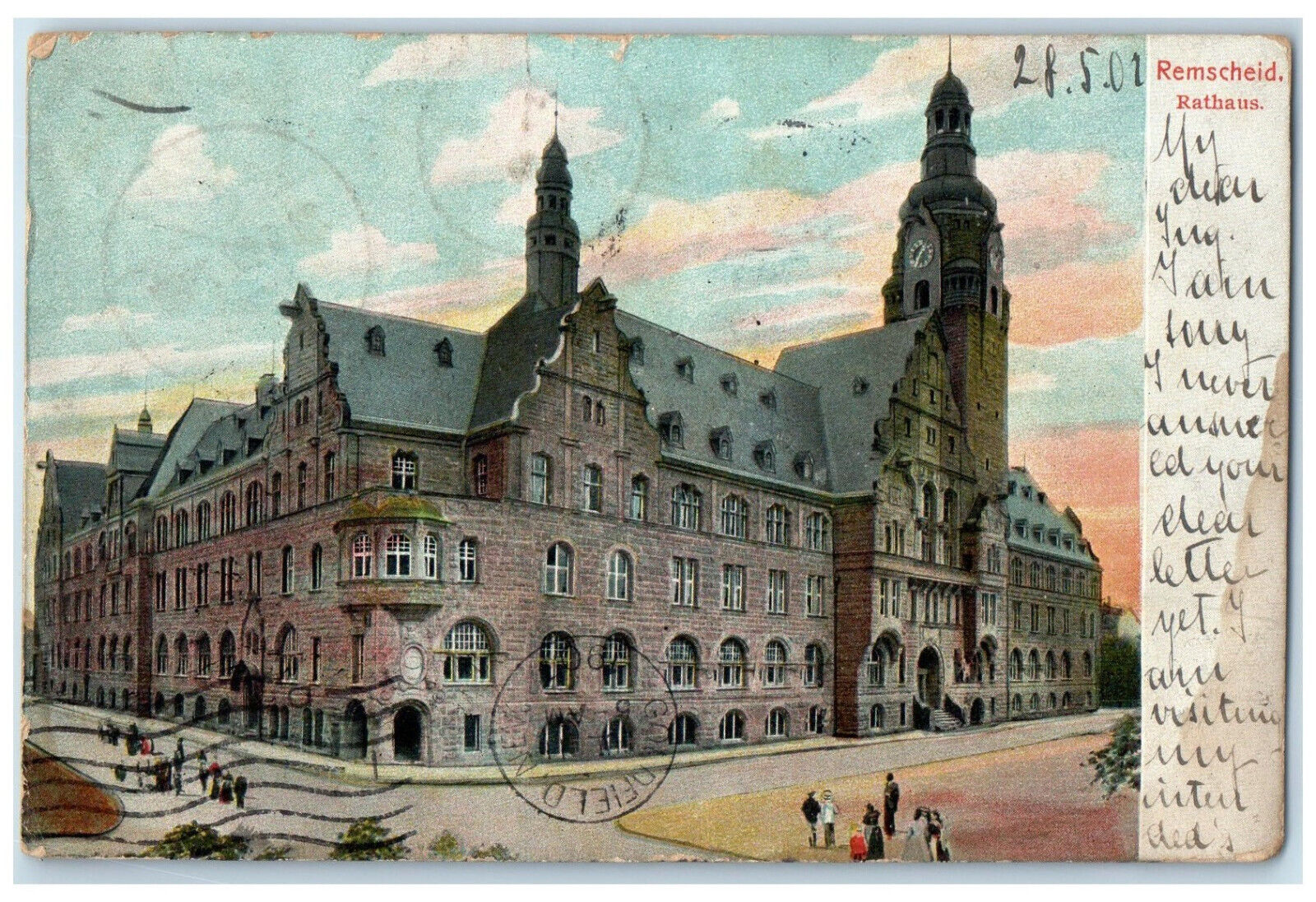 1907 Remscheid City Hall Government Office in Remscheid Germany Posted Postcard