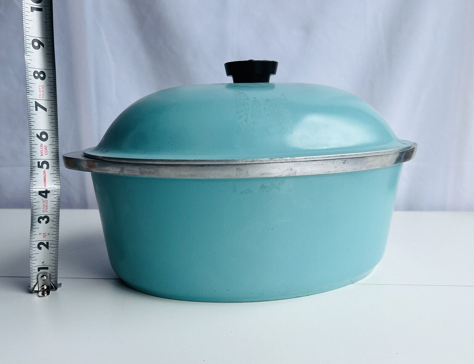 Vintage CLUB ALUMINUM Dutch Oven Oval 6qt Roasting Pan w/ Lid Turquoise Cookware