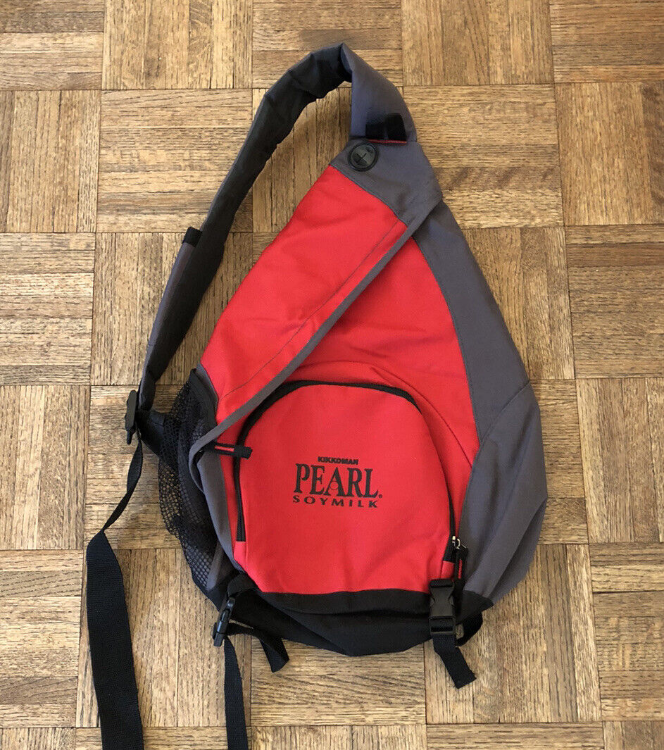 Red One Sling Backpack Kikkoman Pearl Soy Milk Miulti Pockets Unique RARE Find