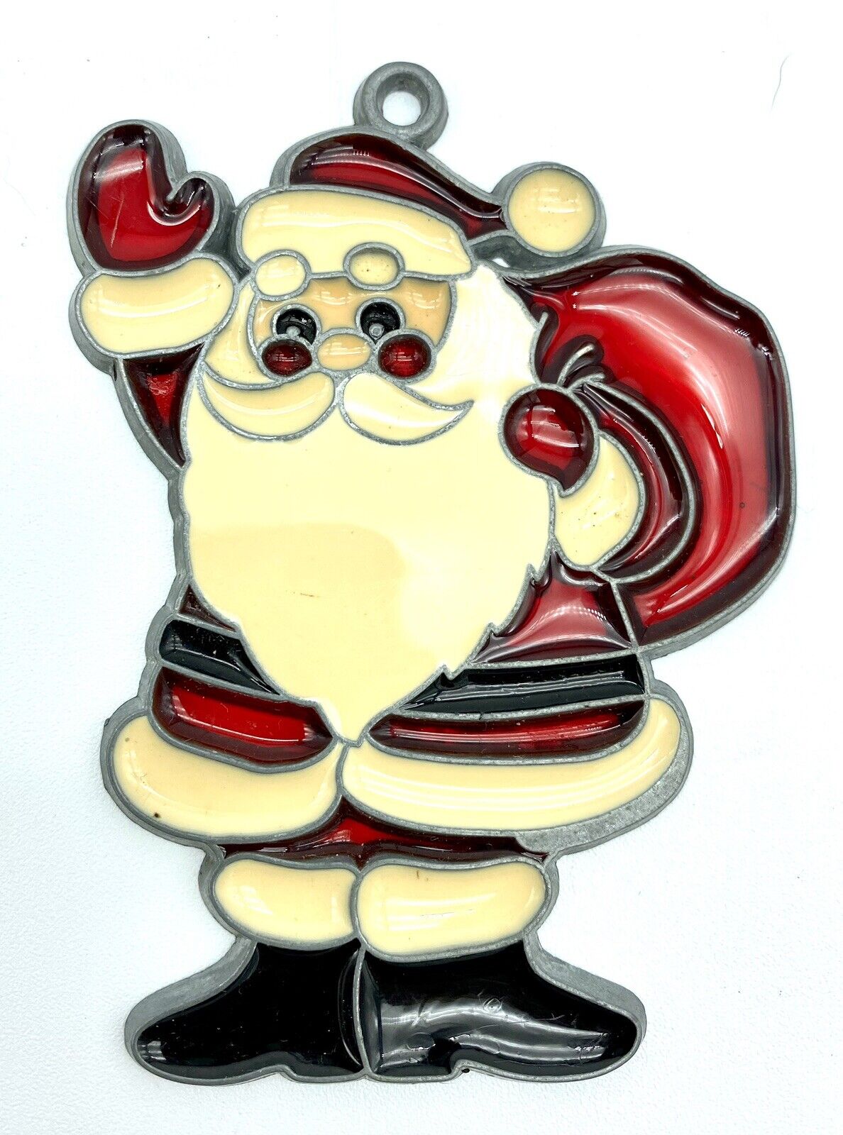 Vintage Style Santa Claus Ornament - waving with bag