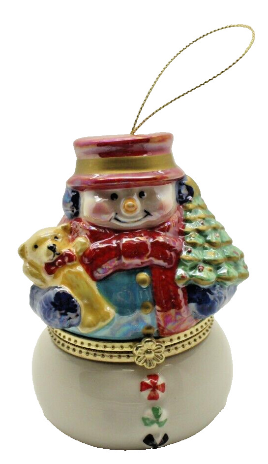 Mr Christmas Hinged Snowman Ornament Music Box Revolving Ice Skaters