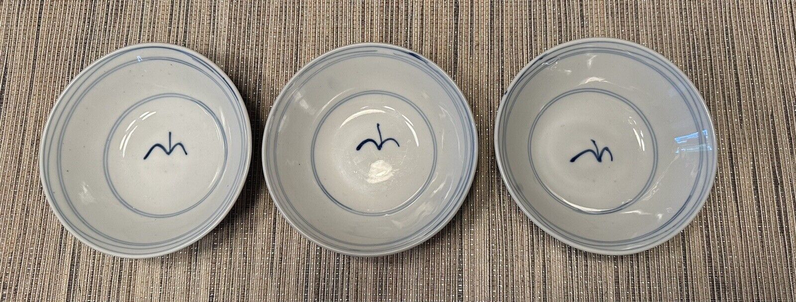 Set of 3 1960s Chinese Blue and White Porcelain Rice/Soup Bowls Vintage