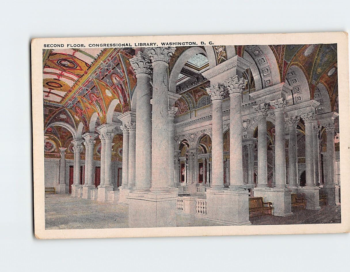 Postcard Second Floor Congressional Library Washington DC USA