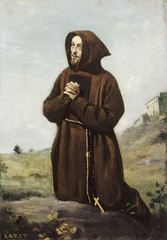 Oil painting Saint-Francis-Jean-Baptiste-Camille-Corot-Oil-Painting man cross