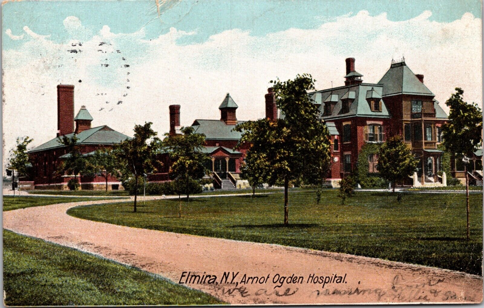 Arnot Ogden Hospital, Elmira, NY Postcard 1906