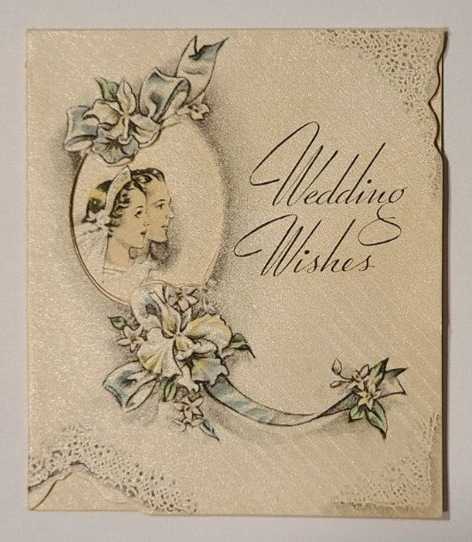 Vintage 1938 Wedding Wishes Small Greeting Gift Card ~ Rust Craft ~ Die-Cut