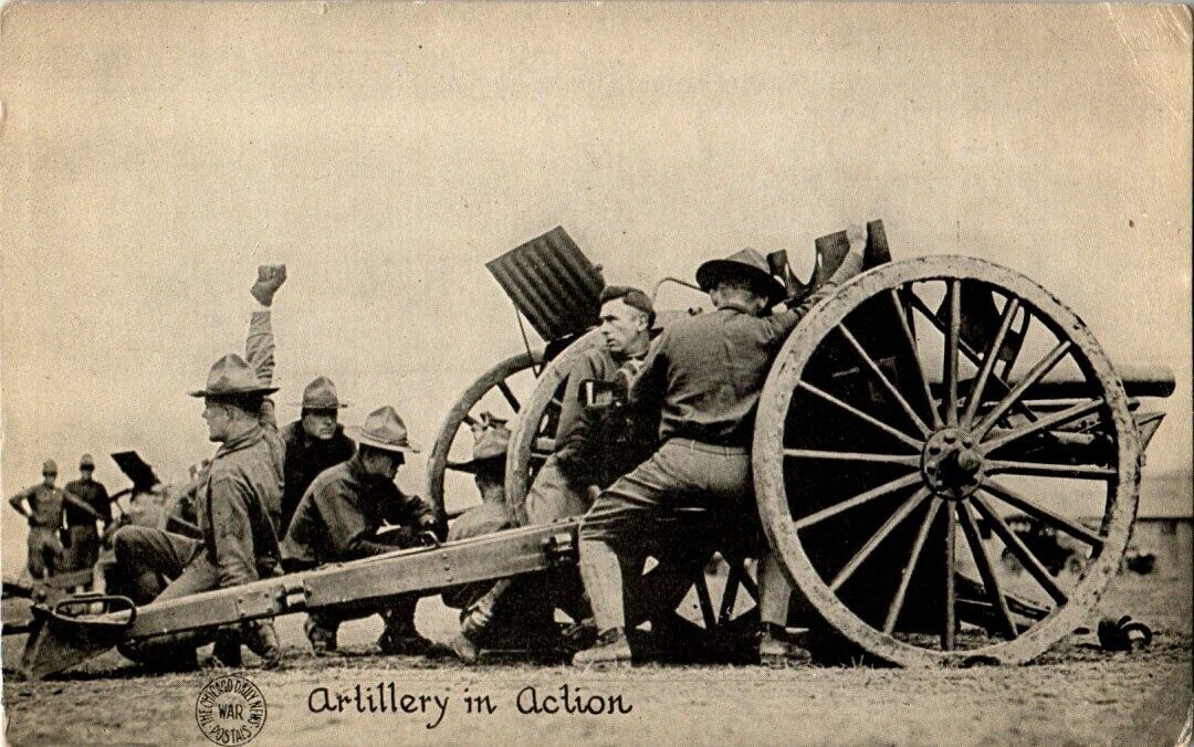 Artillery In Action RPPC postcard Chicago Daily News War Postal Card Department
