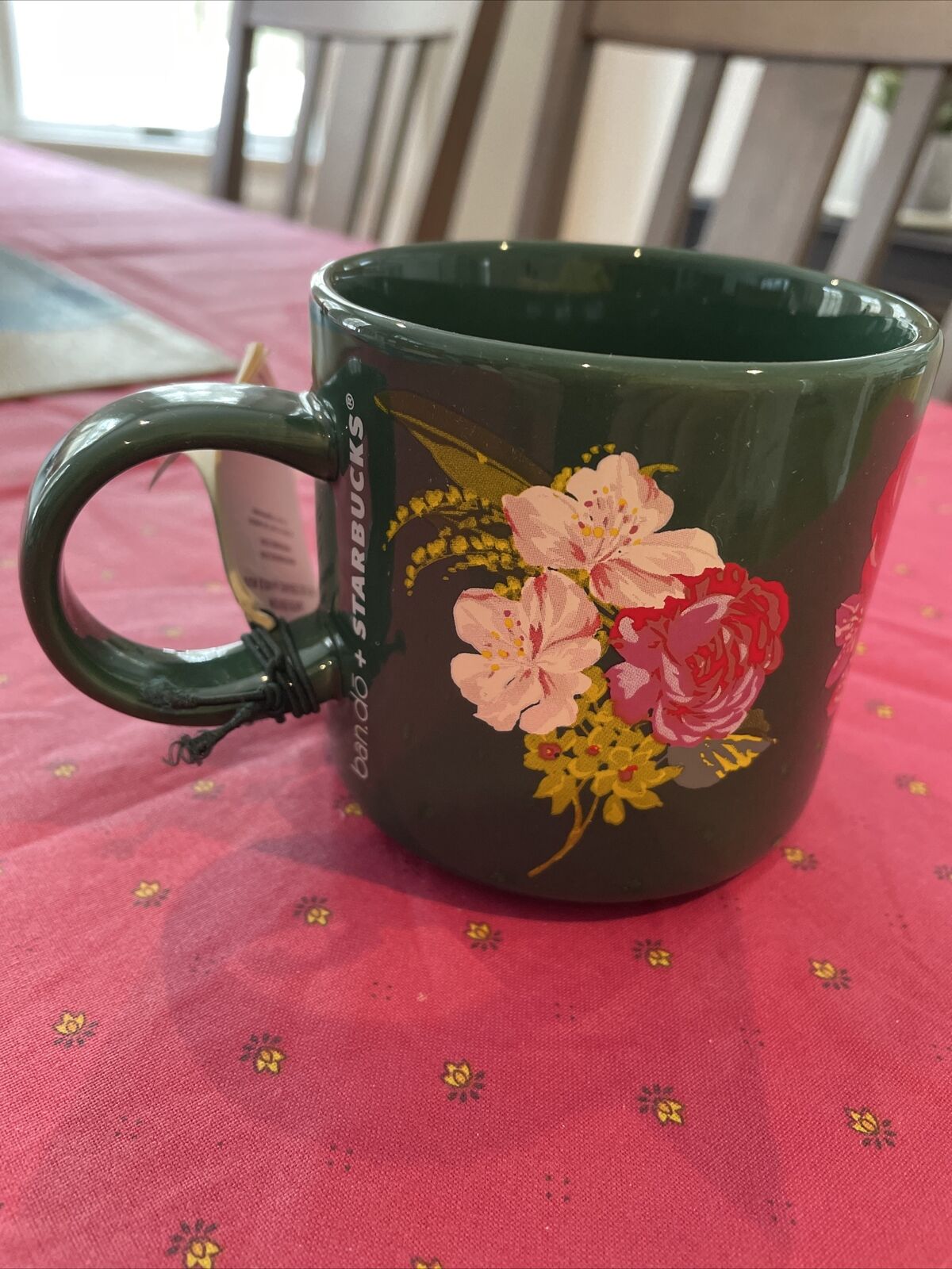 STARBUCKS Ban do Coffee Mug Christmas 2018 Ceramic Green Floral 12oz NWT