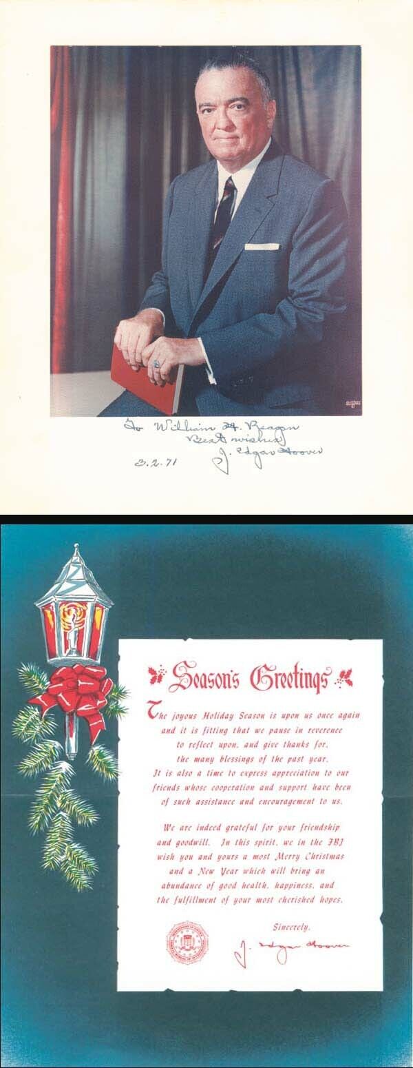J. Edgar Hoover Portrait and Christmas Card - Autographs of Famous People