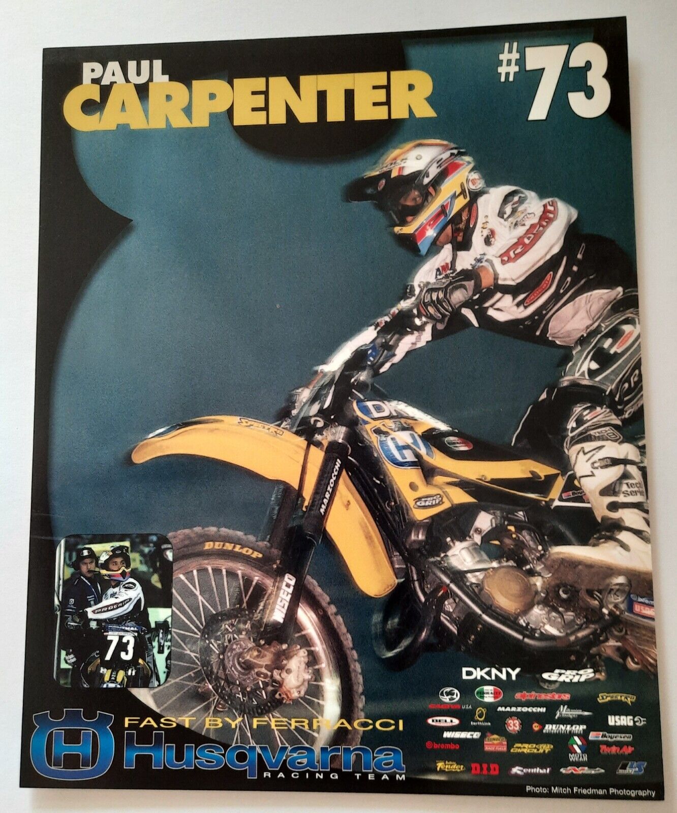 Vintage 1999 Paul Carpenter Poster Card Ferracci Husqvarna Motocross Supercross