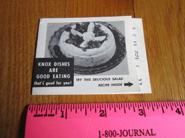 Vintage Advertising Knox Gelatin 1995 Coupon TINY Recipe Sheet  