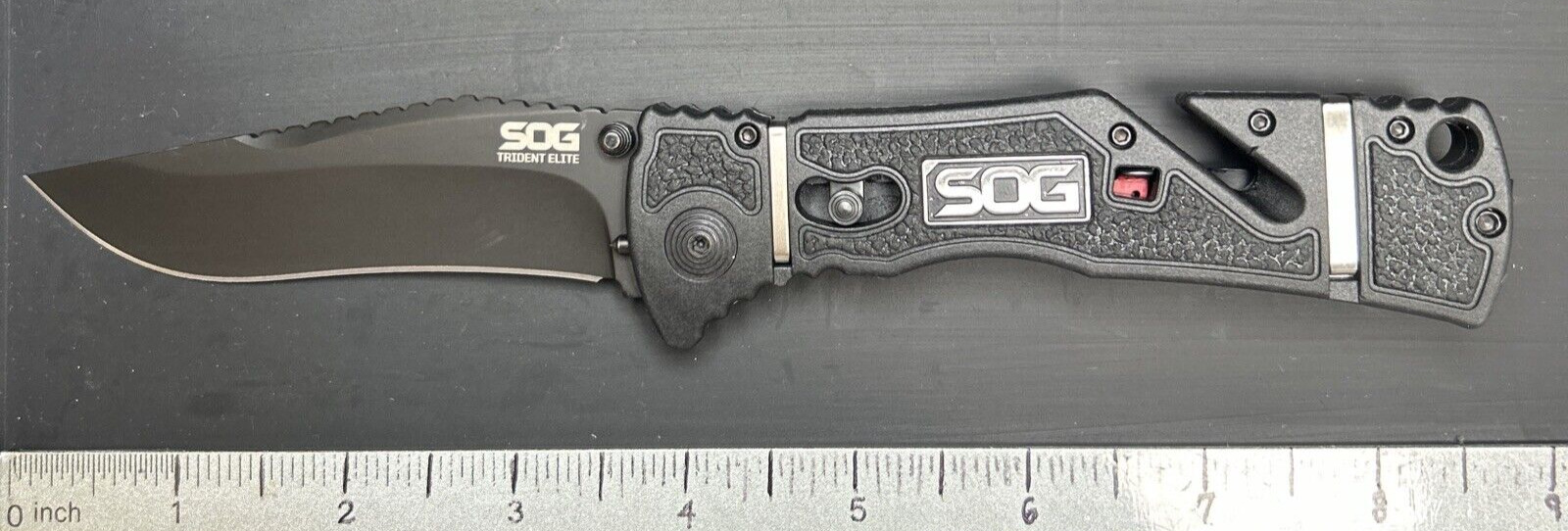 SOG TRIDENT ELITE A/O Polished Stainless Single Plain Edge Blade Pocketknife