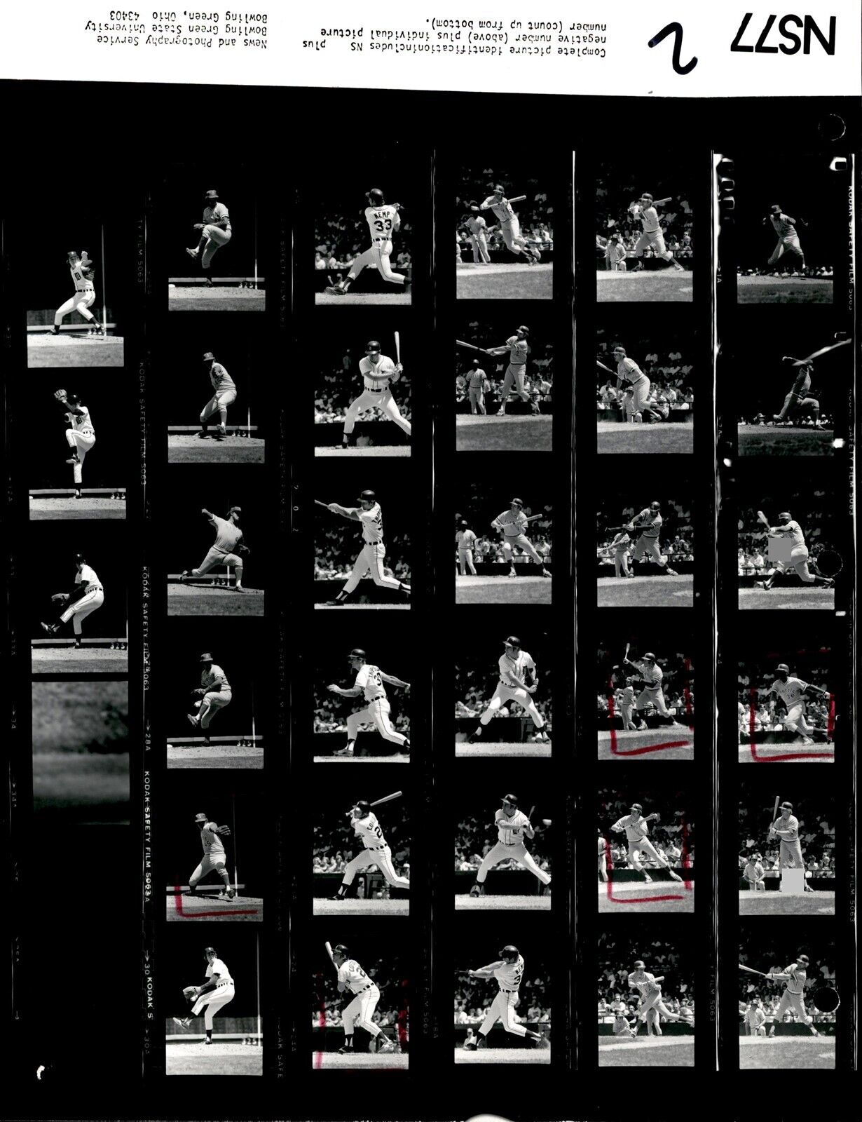 LD361 1977 Orig Contact Sheet Photo DETROIT TIGERS SEATTLE MARINERS C. REYNOLDS