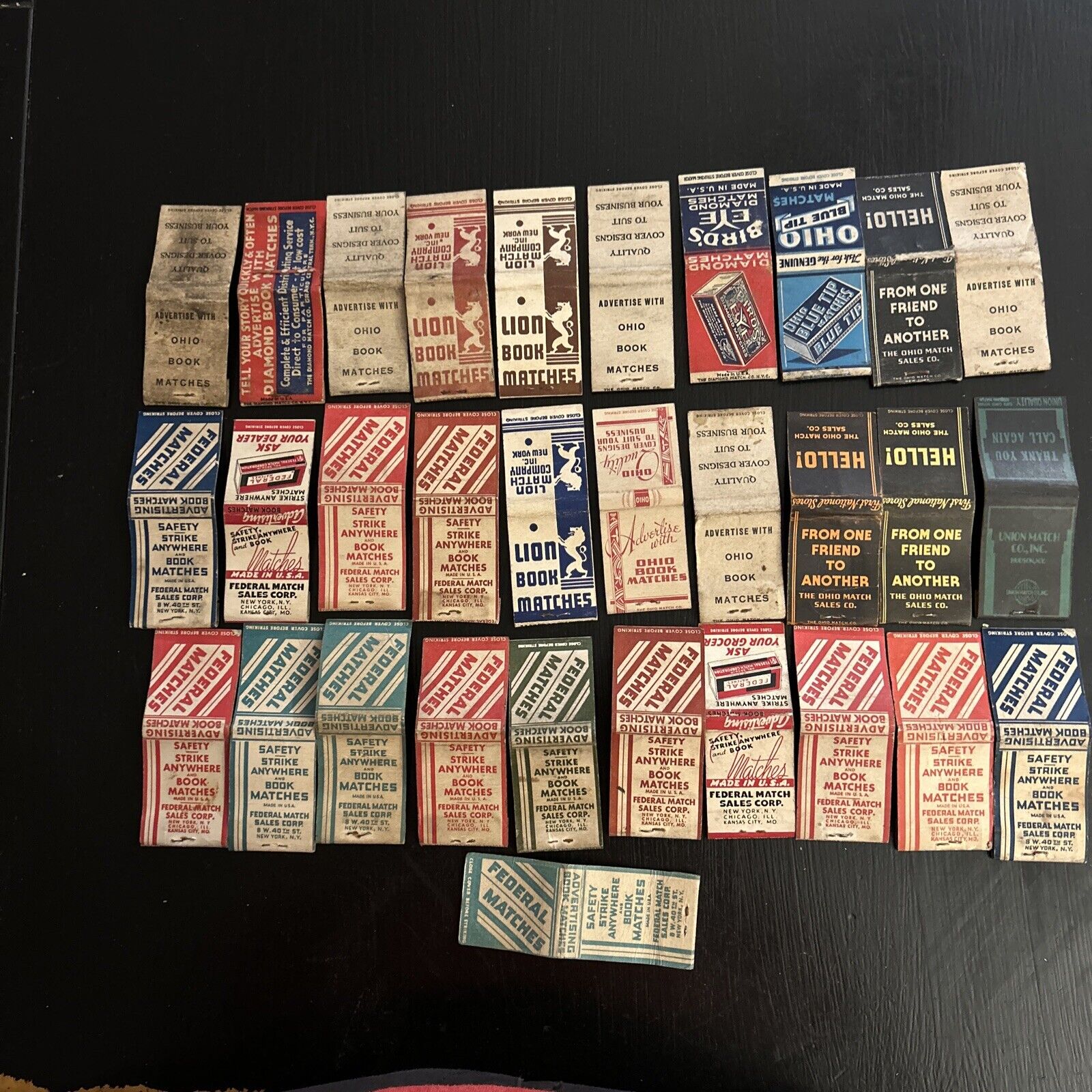 LOT OF 30+ VTG Empty Matchbook Covers 1930’s-1950’s Book Matches Companies