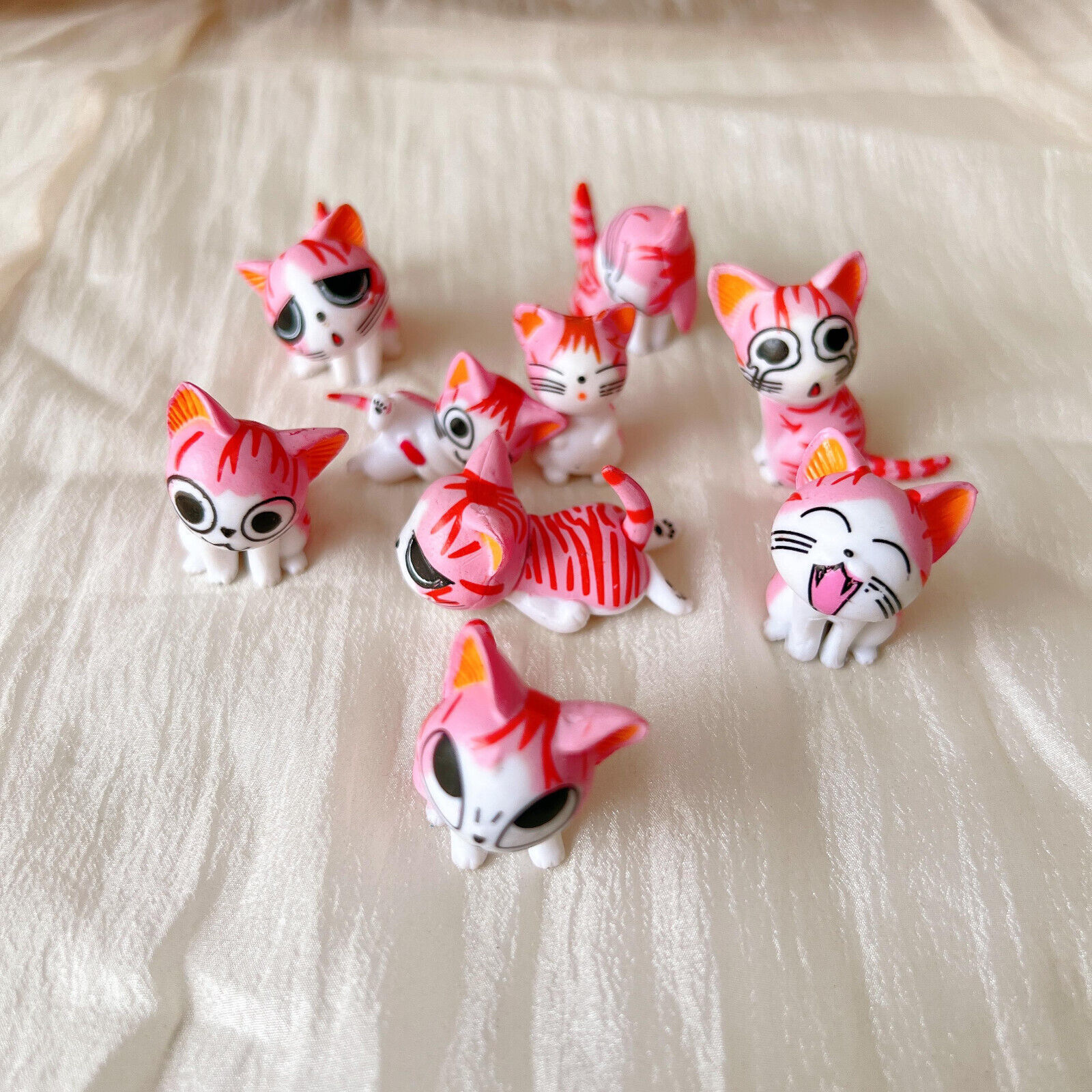 Super Cute Playful Cat Miniatures, Set of 9 pcs, Playful Kitty Miniatures;