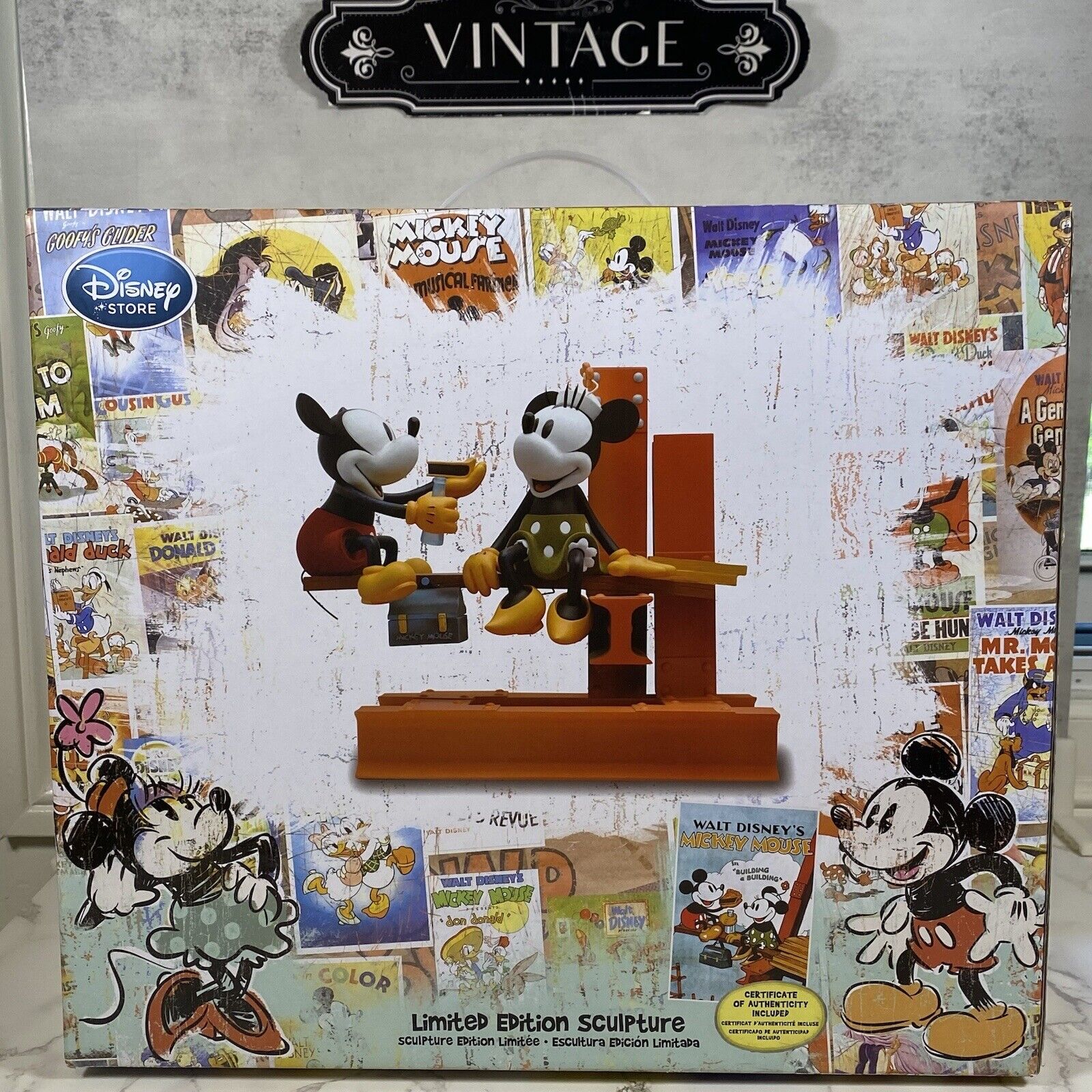 Disney Mickey Minnie “Building A Building” LE Sculpture of 2000 WW. NEW OG BOX.