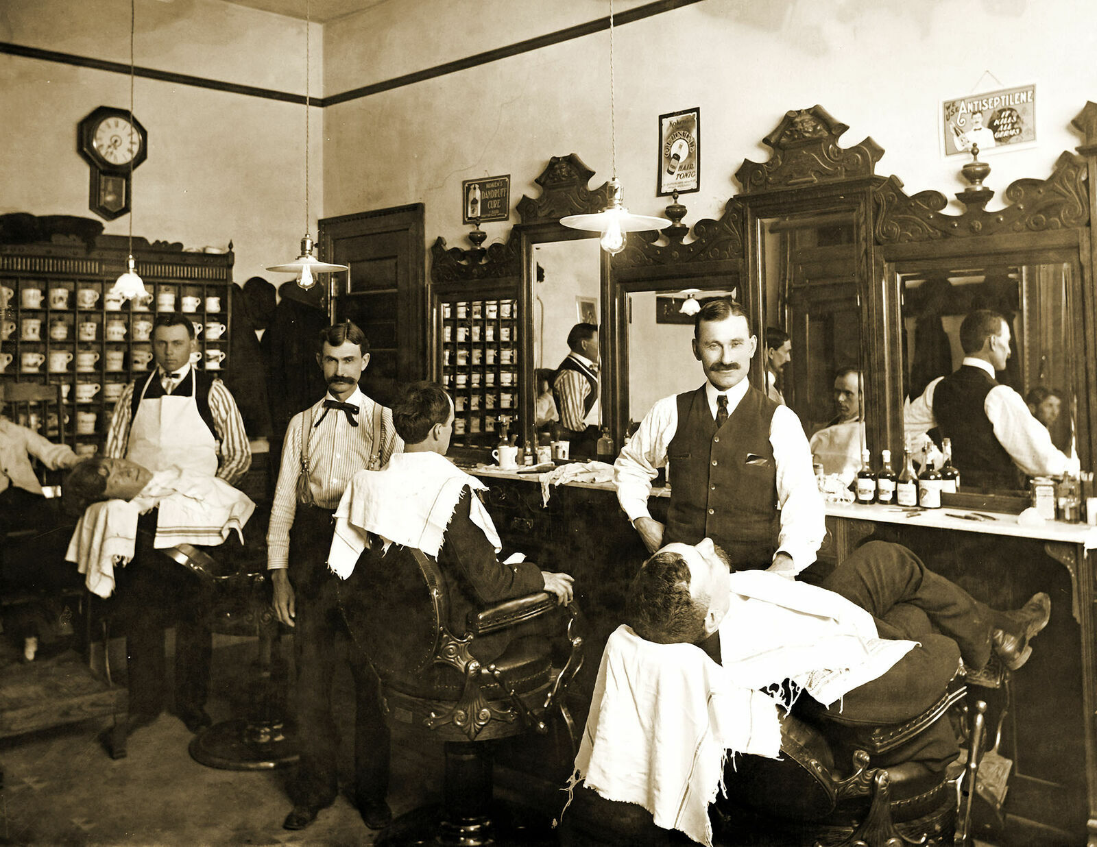 1903 Rudy Sohn's Barber Shop Junction City Kansas Picture Photo Reprint 4x6
