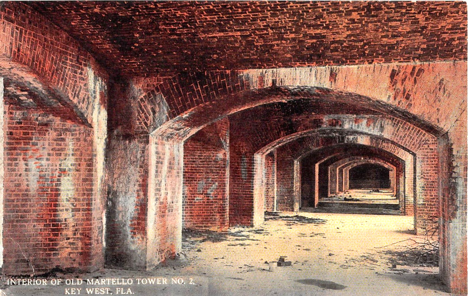 1913 Interior of Old Martello Tower #2 Key West FL post card