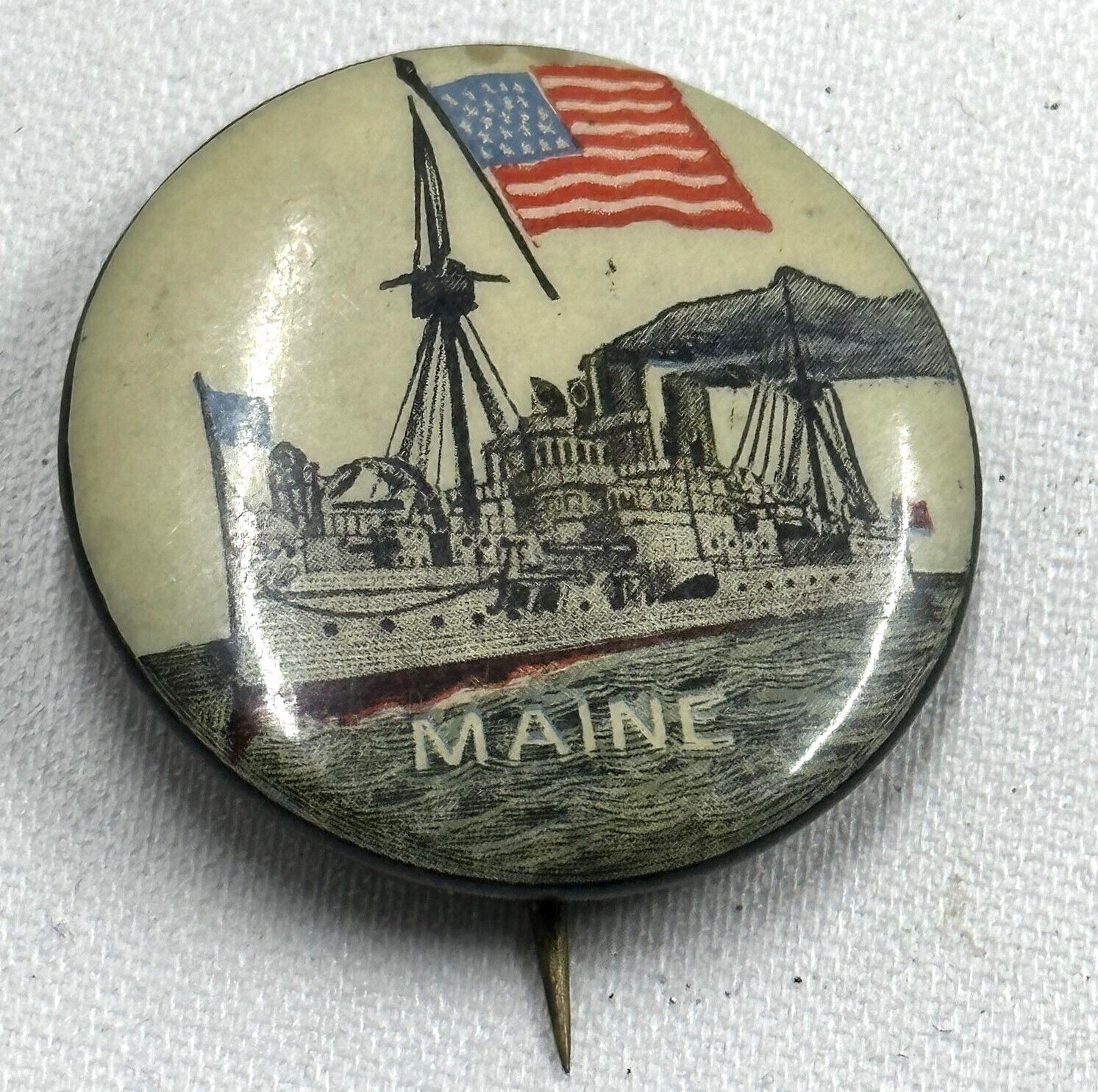 Antique 1894 SS Maine Pinback Button
