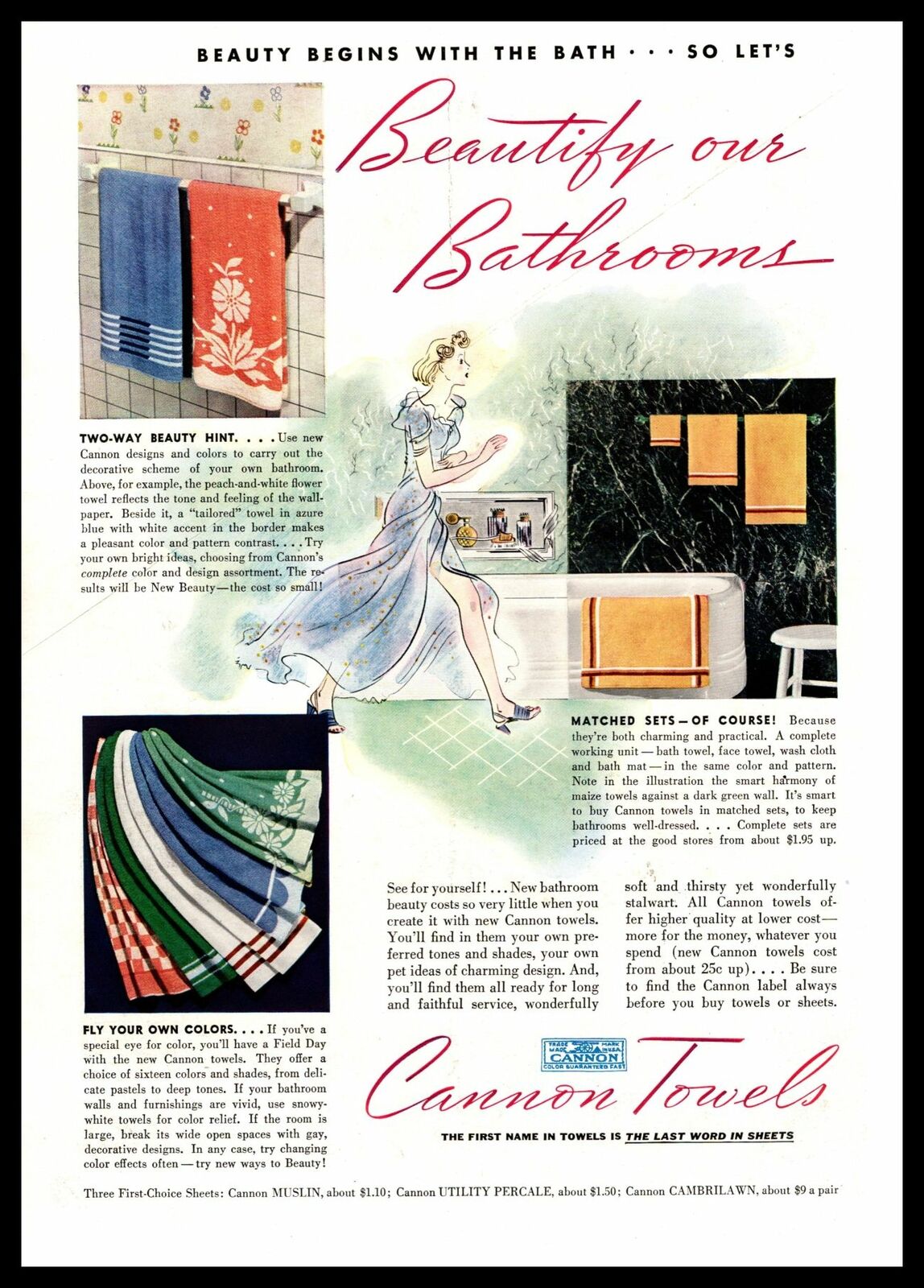 1938 Cannon Towels Matched Sets \