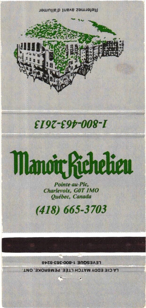 Charlevoix Quebec Canada Manoir Richelieu Vintage Matchbook Cover
