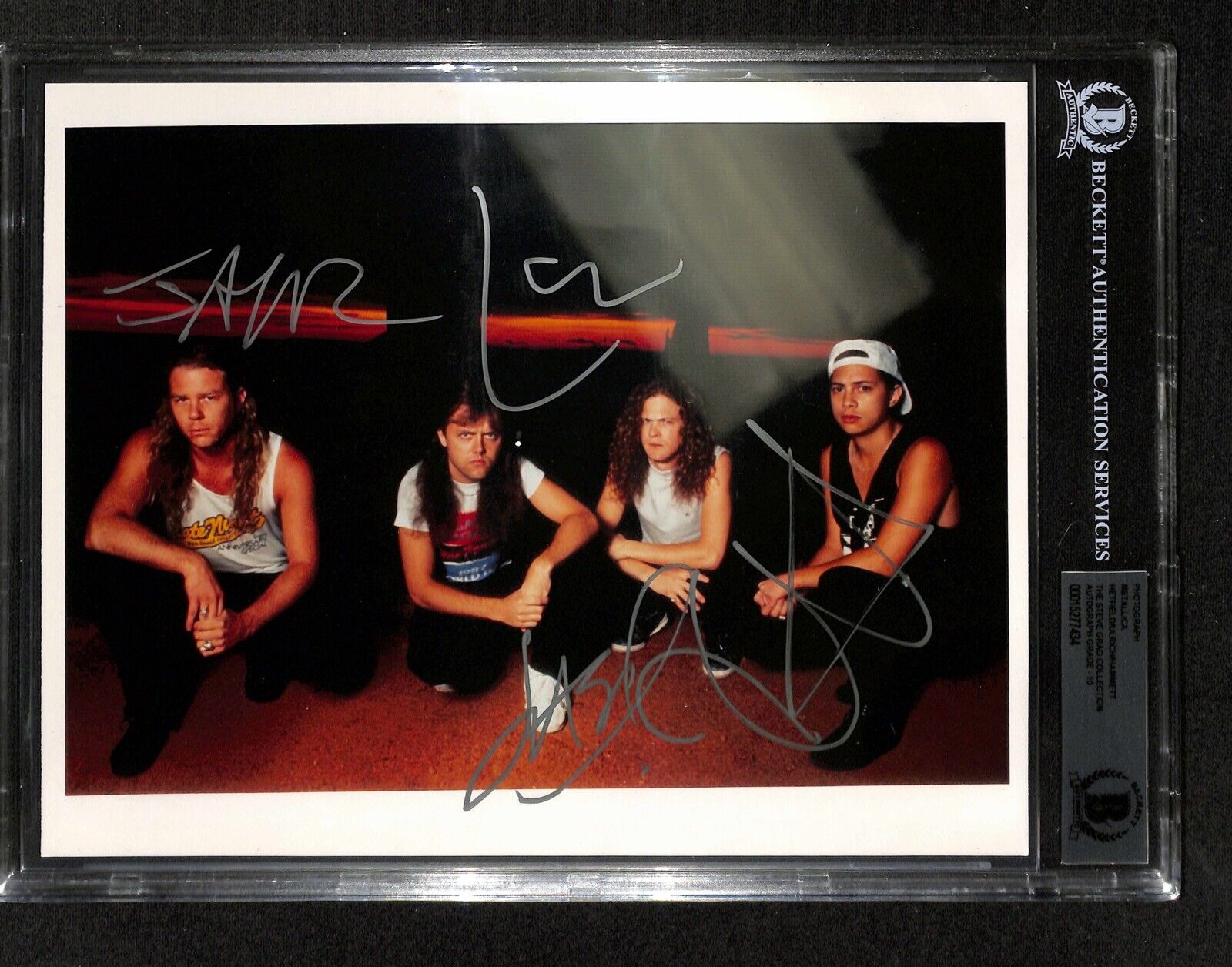 Metallica Early 90’s All 4 Signed Group 8x10 Photo Auto Grade 10 BAS